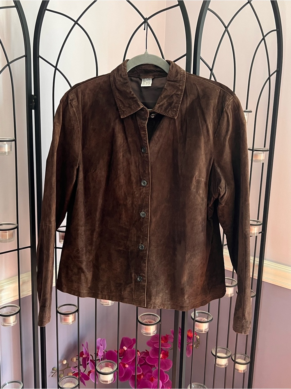 Women’s Brown Suede Button-Front Jacket